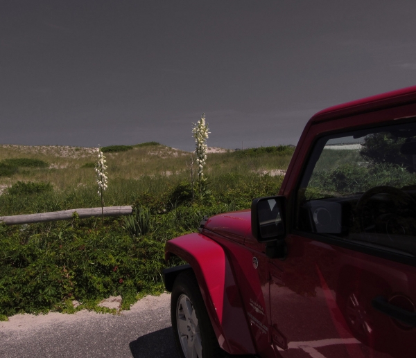 Landscape photo sand dunes with car